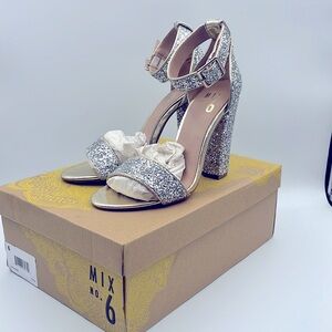 Silver glitter Chunky Heels NWB